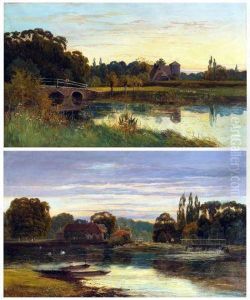 Thames River Views: One With Watermill, Figures Fishing