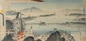 Lady Murasaki Gazing At Ishiyama At Lake Biwa