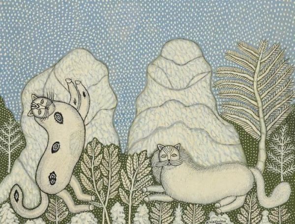 Cats In The Snow - view 1