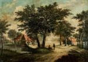 Le Repos Des Chasseurs Pres D'un Moulin by Meindert Hobbema