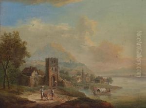 River Landscape At Sunset