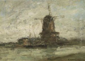 Windmuhle Am Wasser by Rudolf Hockner
