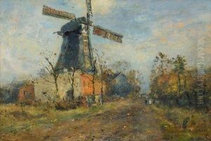 Dorfstrase Mit Muhle by Rudolf Hockner
