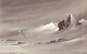 Antarctic Sledging, one of Scotts party prepares for a night away from base, 1903 by Edward Adrian Wilson