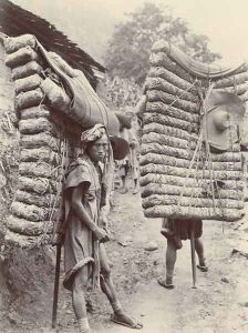 Men Carrying Tea Bricks for Tibet, 30th July 1908