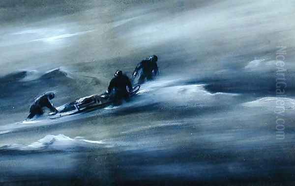 Three men with a Sledge in the Snow, 1910-12 - view 1