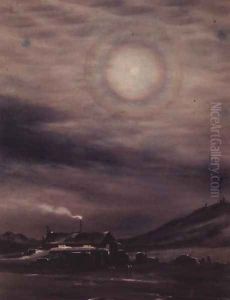 Lunar Corona, Cape Evans, McMurdo Sound at Cape Evans by Edward Adrian Wilson