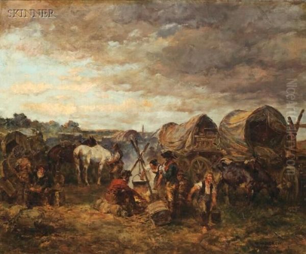 Around The Cooking Fire/encampment With Covered Wagons - view 1