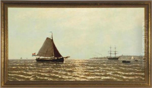 A Sailing Boat Approaching A Dutch Harbor - view 1