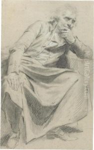 A Seated Man, Resting His Elbow On A Table