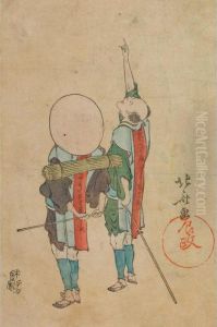 Two Pilgrims by Katsushika Hokusai