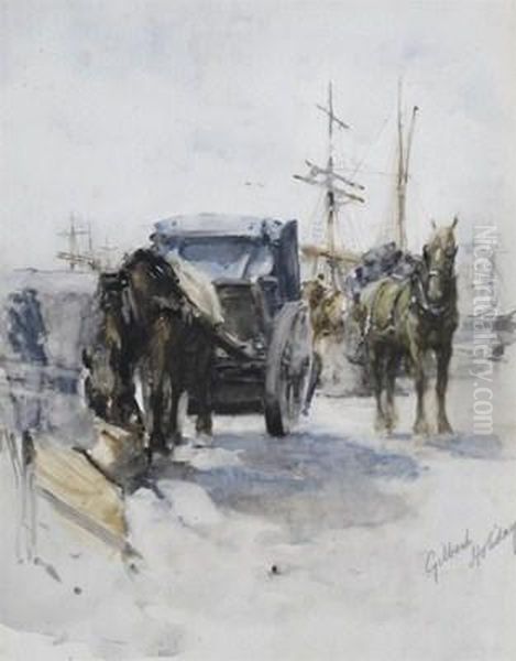Cart-horses In A Dockland Scene - view 1