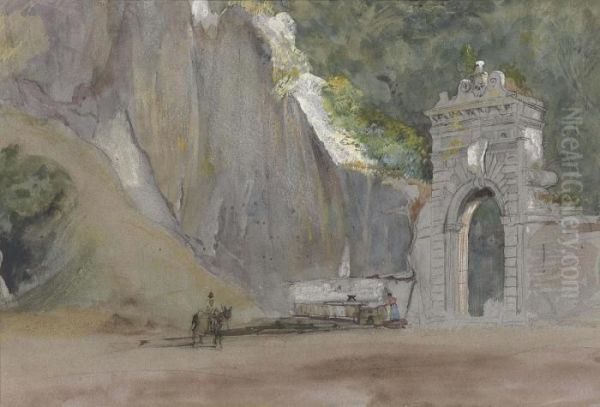 Figures Before A Stone Archway, Ariccia, Near Rome - view 1