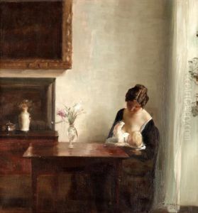 Interior With Woman And Child