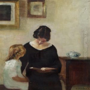 Interior With A Mother Reading Aloud To Her Daughter