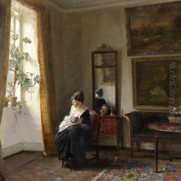 Mother And Child At The Window In The Living Room - view 1