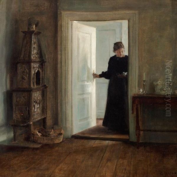 The Artist's Wife With A Tray In A Doorway - view 1