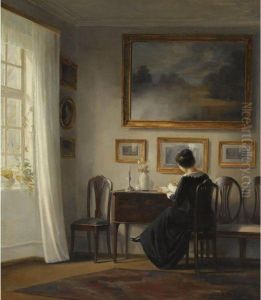 Kvinde Der Sidder I Dagligstuen (lady Seated In A Drawing Roominterior)