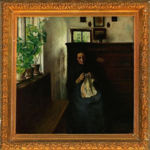Interior With A Womanknitting by Carl Vilhelm Holsoe