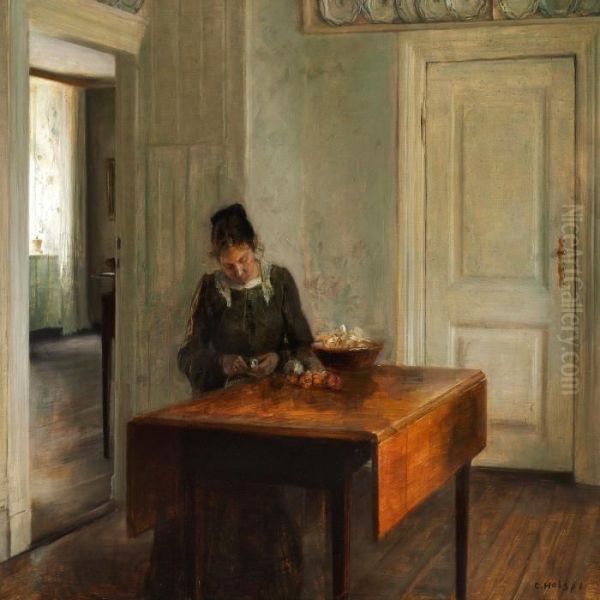 Interior With A Womanpeeling Apples - view 1