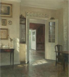 Interior I Solskin (sunlit Interior) by Carl Vilhelm Holsoe