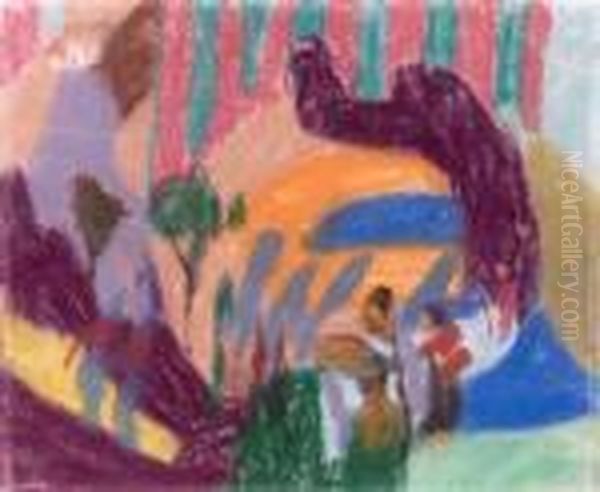 Komposition - Figuren In Bergiger Landschaft - view 1