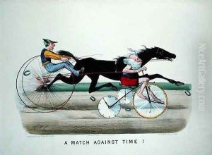 A Match Against Time, race between a horse and father Time on a bicycle, 1878 by Thomas Worth
