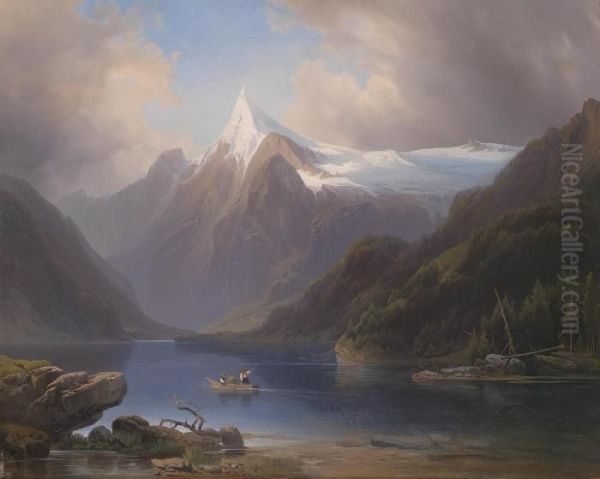 Mountain Lake With View Of Snow-covered Mountains - view 1