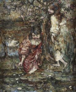 By The Lily-pond by Edward Atkinson Hornel