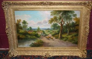 Figures And Sheep In Rural Landscape