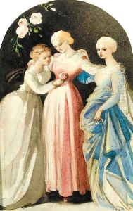 Three ladies in a rose bower Three ladies in a rose bower