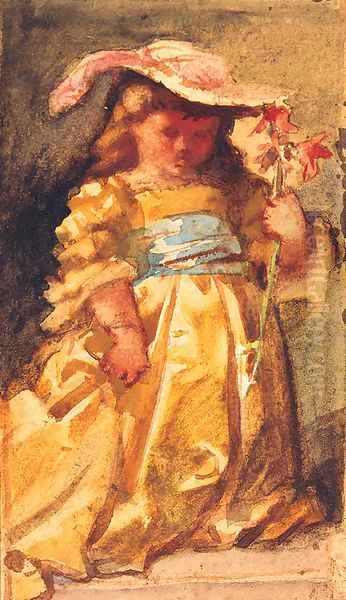 A young Girl holding a Flower - view 1