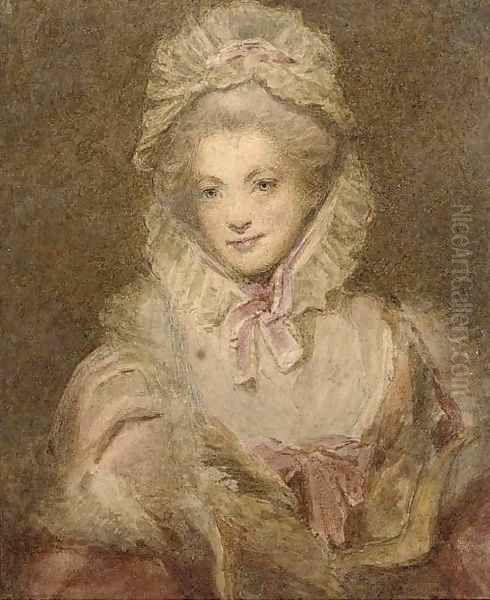 Portrait of a lady, half-length, with a pink ribbon - view 1