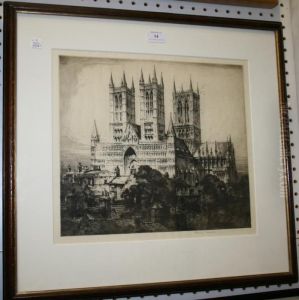 View Of An English Cathedral by Albany E. Howarth