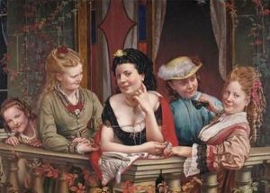 Young Ladies On A Balcony by Philipp Hoyoll