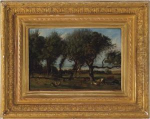 Cour De Ferme A Vilers Sur Mer by Paul Huet