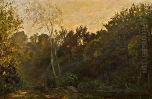 Sonnenuntergang Bei Mont-ussy, Fontainebleau by Paul Huet