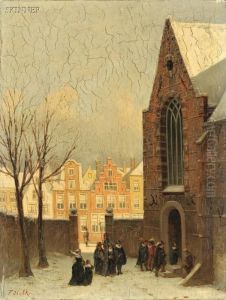 Going To Church, Antwerp by Johannes Frederik Hulk, Snr.