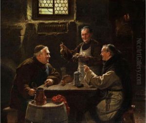 Drei Monche Bei Der Vesper-mahlzeit by Adolf Humborg