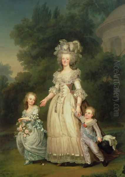 Queen Marie Antoinette (1755-93) with her Children in the Park of Trianon, 1785 - view 1