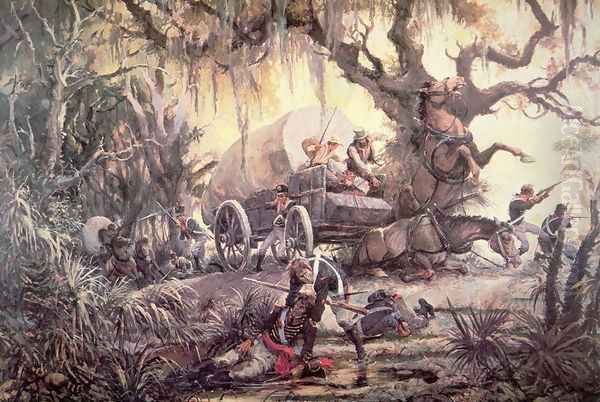 Seminole indians ambush a US marines supply wagon, 11th September 1812 - view 1