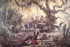 Seminole indians ambush a US marines supply wagon, 11th September 1812 by C.H. Waterhouse