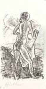 Damenakt In Landschaft by Julius Huther