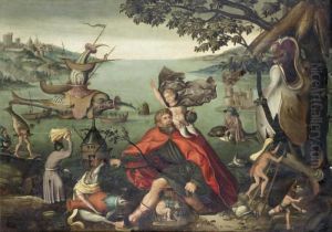 Saint Christopher Carrying The Christ Child Through A Sinful World by Pieter Huys