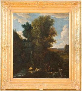 Paesaggio Alpino Con Ruscello E Cacciatori by Cornelis Huysmans