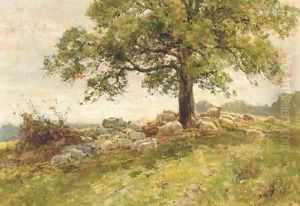 Sheep under a tree by Ernst Walbourn
