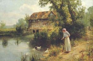 Feeding the ducks by Ernst Walbourn