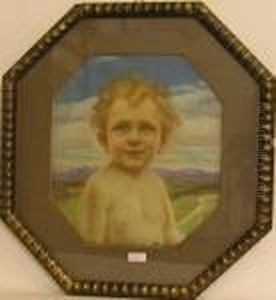 "kinderhalbakt Vor Gruner Landschaft". by Lipot Illencz
