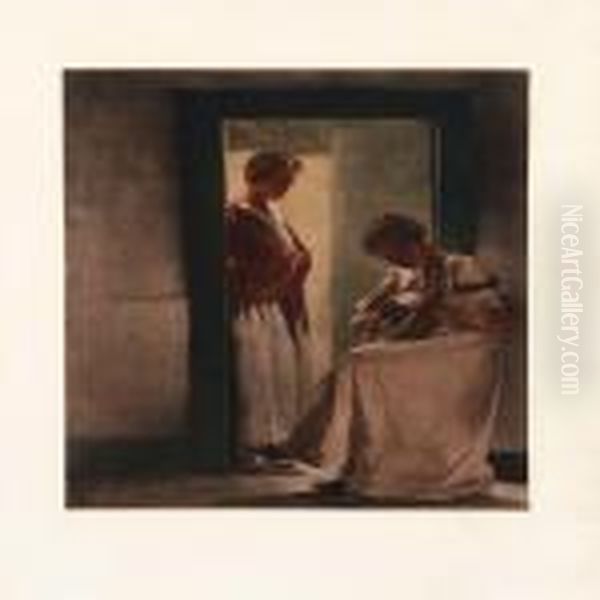 A Woman Plays Guitar In A Doorway - view 1