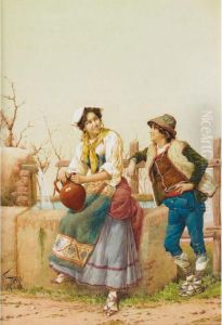 Young Couple At A Fence by Filippo Indoni